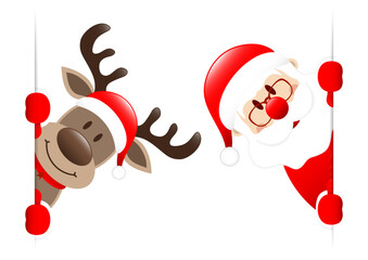 Großes Rentier Und Weihnachtsmann Banner Innen