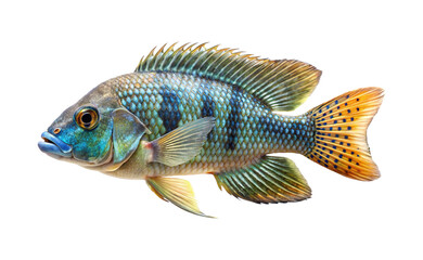 Vibrant and Colorful Tilapia Fish Isolated on White Background for Scientific Study