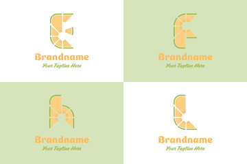 Letter E F H L Melon Logo, symbolizing freshness, fun, and creativity