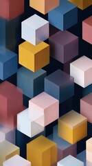 Fototapeta premium Colorful Geometric Cubes Arranged on Dark Background