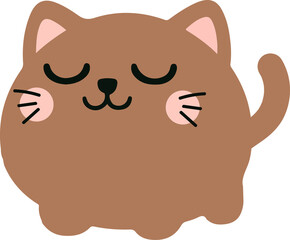 Illustration of a Brown Cat with Closed Eyes