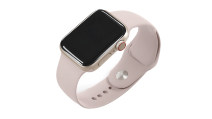 Watch with a black face and a pink band isolated on transparent background
