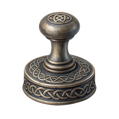 Antique bronze stamp with celtic knot design isolated on transparent background