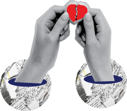 hand holding a heart sign art collage - Powered by Adobe