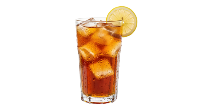 Glass of Iced Tea with Lemon Isolated on White Background
