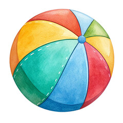 Watercolor beach ball isolated on a transparent background