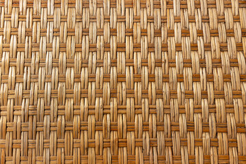 Natural rattan weave texture showing intricate handwoven pattern in warm brown and beige tones. Rustic, tropical look, ideal for backgrounds, furniture design, and eco-style decoration concepts