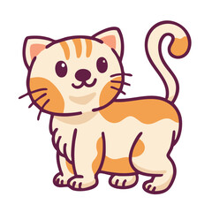 Cartoon illustration of a cute orange and white tabby cat standing.
