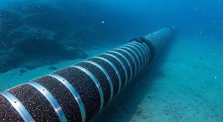 Subsea cable laid on ocean floor powering global connectivity
