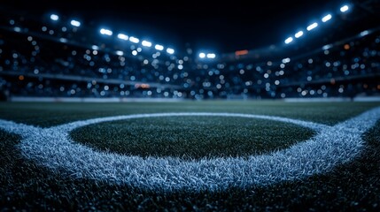 Fototapeta premium Excitement under the floodlights: A vibrant stadium ready for a thrilling game
