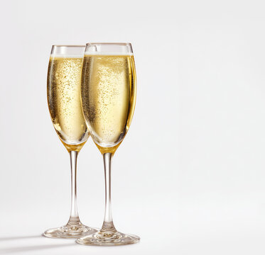 Elegant glasses filled with sparkling beverage celebrating a special occasion indoors