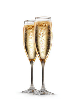 Elegant glasses filled with sparkling beverage celebrating a special occasion indoors