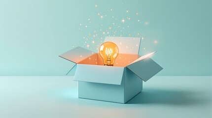 Think outside the box lightbulb idea concept innovation creativity solution inspiration business strategy