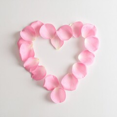 Pink Rose Petals Arranged Heart Shape
