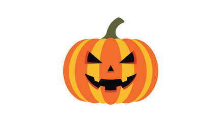 Fototapeta premium A spooky jack o lantern carved from a bright orange pumpkin for Halloween decorations.