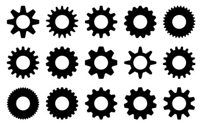 Simple Gear Shapes. Vector Outline Cogwheel Icons. Shapes of gears. Cogwheel vector. Outline Gears Vector Pack. Machine and Engineering Icons