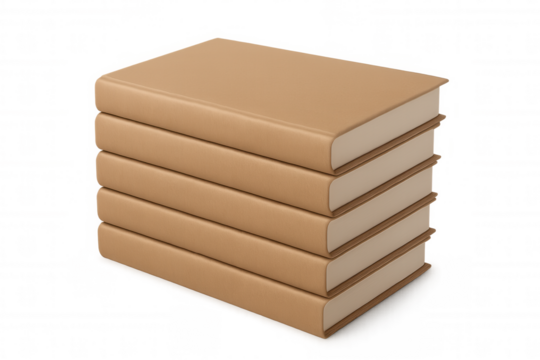 Stack of books representing education, learning, and knowledge, with blank covers ready for text or design, on a transparent background