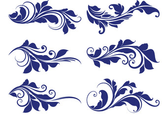 set of floral elements