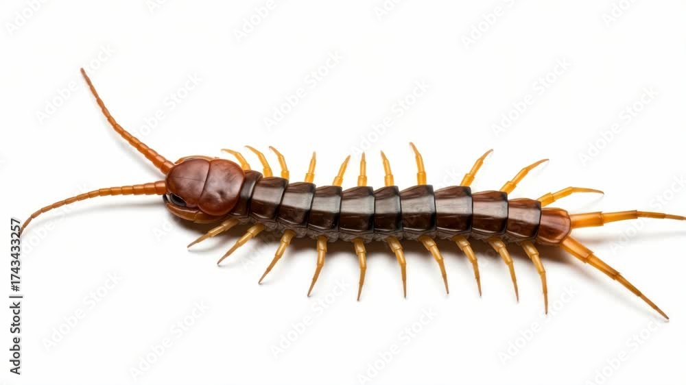 Wall mural repeating centipedes on plain background creating a creepy insect pattern effect