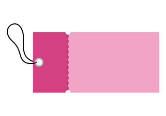 Pink Price Tag Mockup with String – Blank Label Template for Marketing and Advertising on Transparent Background