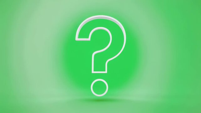 A 3D white question mark against a green gradient background, suggesting curiosity or a query