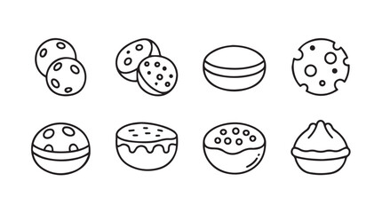 Hand drawn doodle set of assorted sweet pastries and cookies for bakery and dessert designs vector