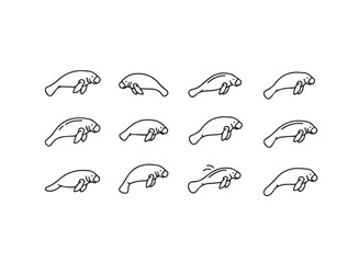 Obraz premium Simple Line Art Manatee Collection.