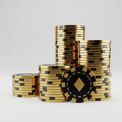 Stacks of Gold and Black Casino Chips poker gambling