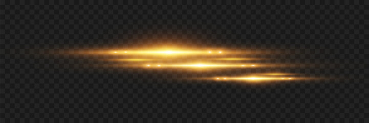 Realistic light golden horizontal line effect.