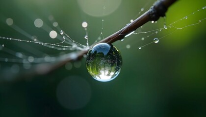 Water Droplet on Spider Web Macro