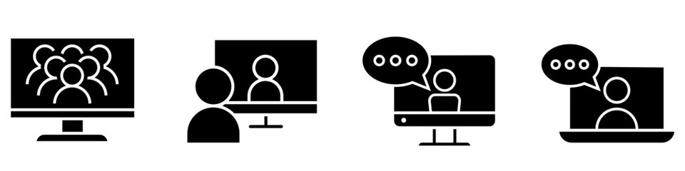 Communication icon vector set. Conversation illustration sign collection. Forum symbol.