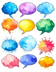 Collection of colorful speech bubbles