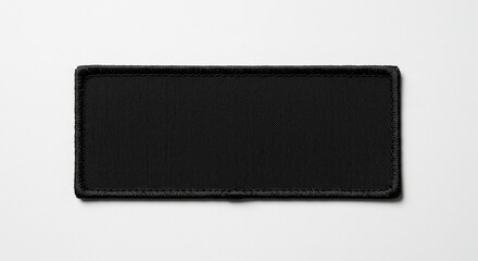 Black rectangular fabric patch with stitched border ideal for mockup designs