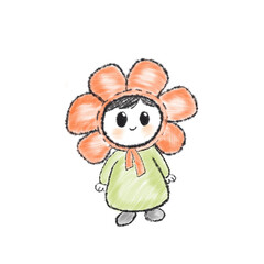 Cute Baby in Flower Costume Hand-Drawn Illustration