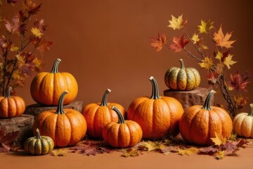 Naklejka premium Pumpkin Exhibit in Fall Scene