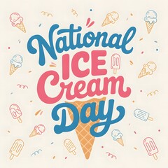 Fototapeta premium Enjoy every scoop this National Ice Cream Day! Celebrate with homemade flavors, creative toppings, and the ultimate frozen desserts everyone loves during hot summer days.