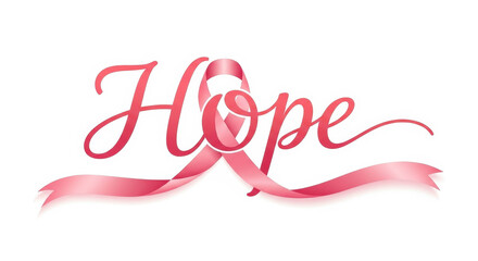 Pink Ribbon Breast Cancer Awareness Hope Message