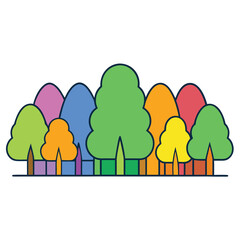 Vector art of colorful cartoon trees