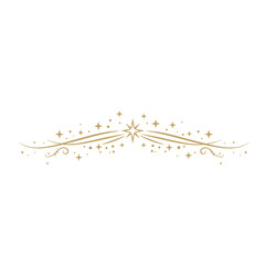Naklejka premium Ornate golden star page separator design with elegant sparkling decorations 