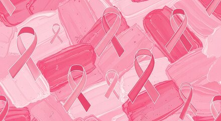 Pink Ribbons and Brush Strokes Representing Breast Cancer Awareness Month