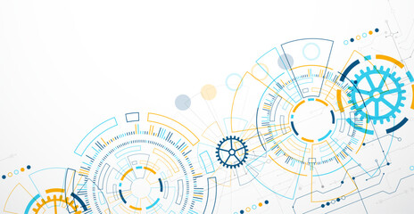 Abstract background. Scientific and technological concept with the use of technical elements formed in the shape of a circle. Vector