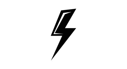 Bold black lightning bolt symbol on a clean white background, representing energy and power.