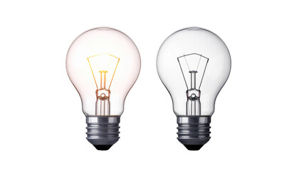 Light Bulb Duo Lit and Unlit isolated on transparent background