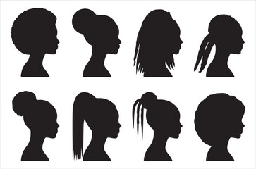 Juneteenth Freedom Day Black Woman Silhouette Clipart SVG Bundle. Powerful Black Woman, Black History, Afro Woman Juneteenth, Melanin Magic, Juneteenth, Pride, and Celebration Vector Illustration.