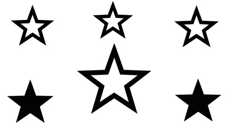 Collection of star shapes isolated on white background for rating concept