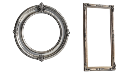 Mirror bundle with round and rectangular designs isolated on transparent background