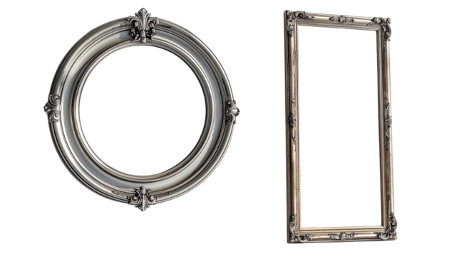 Mirror bundle with round and rectangular designs isolated on transparent background