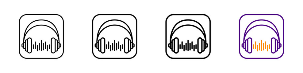 Headset vector outline icon set with line weight and two color variation. Perfect for support, audio communication, and tech interfaces