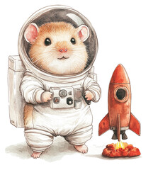 Adventurous Hamster in Space Suit