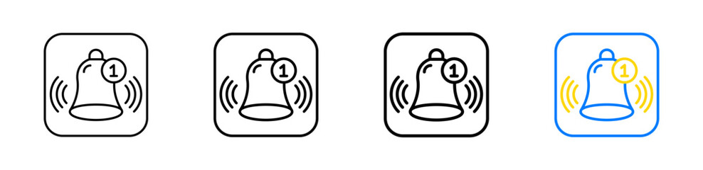 Notification bell vector outline icon set with line weight and two color variation. Perfect for alerts, reminders, and UI indicators